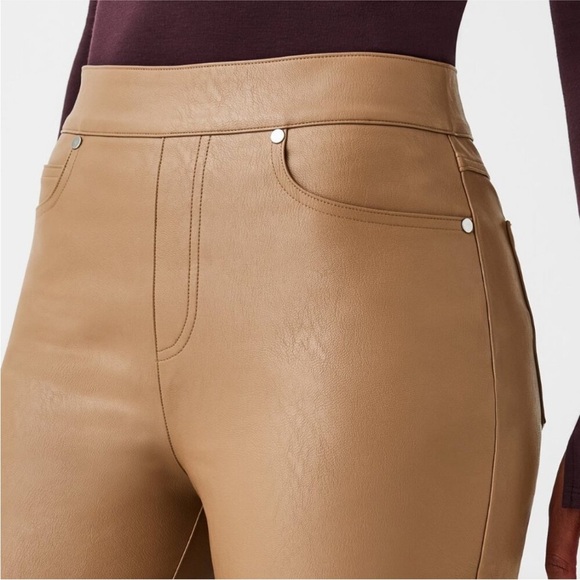 Spanx NWT Faux Leather Pull-On Pants in Toffee Size XL Petite - Picture 2 of 9